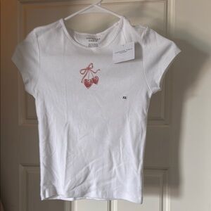 American Eagle Outfitters White and Pink Short Sleeve Tee size women’s xs NWT